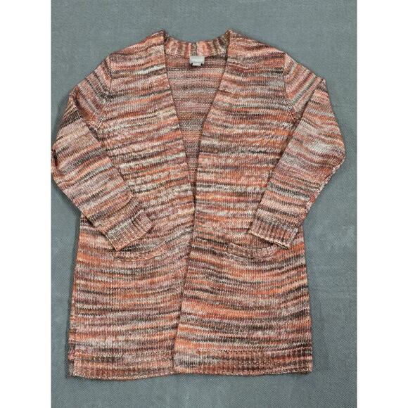 Chicos 1 Women Large COZY CASUAL CHUNKY CABLE KNIT OPEN FRONT CARDIGAN WITH PKTS - Picture 1 of 7